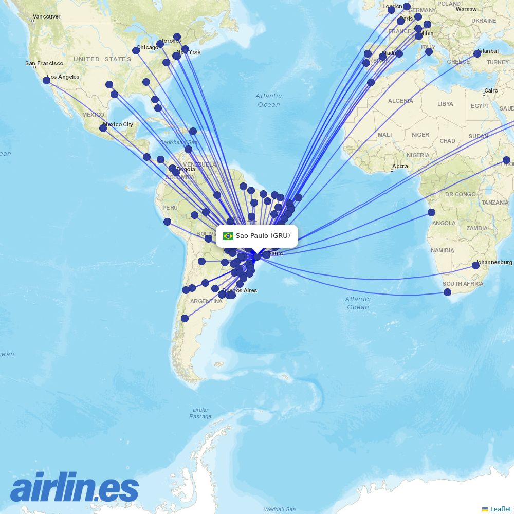 TAP at GRU route map