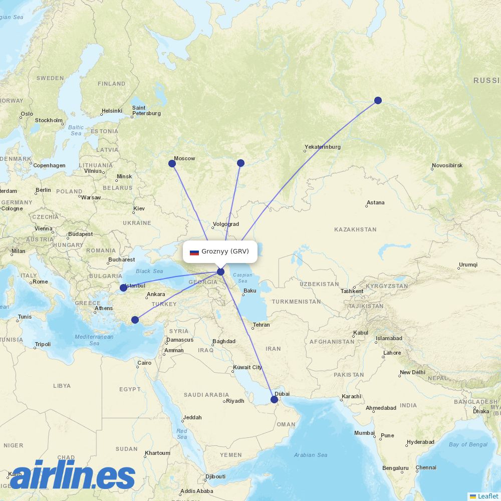 UTair at GRV route map