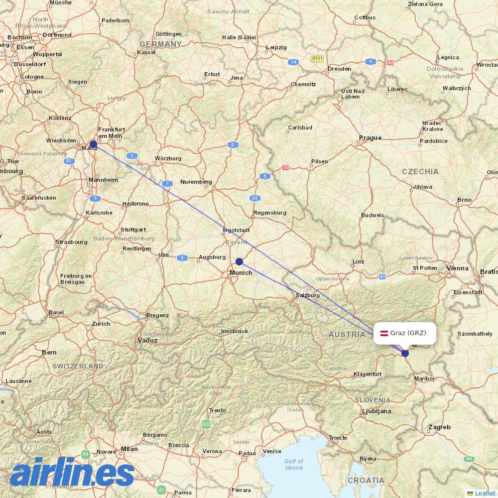 Air Dolomiti at GRZ route map