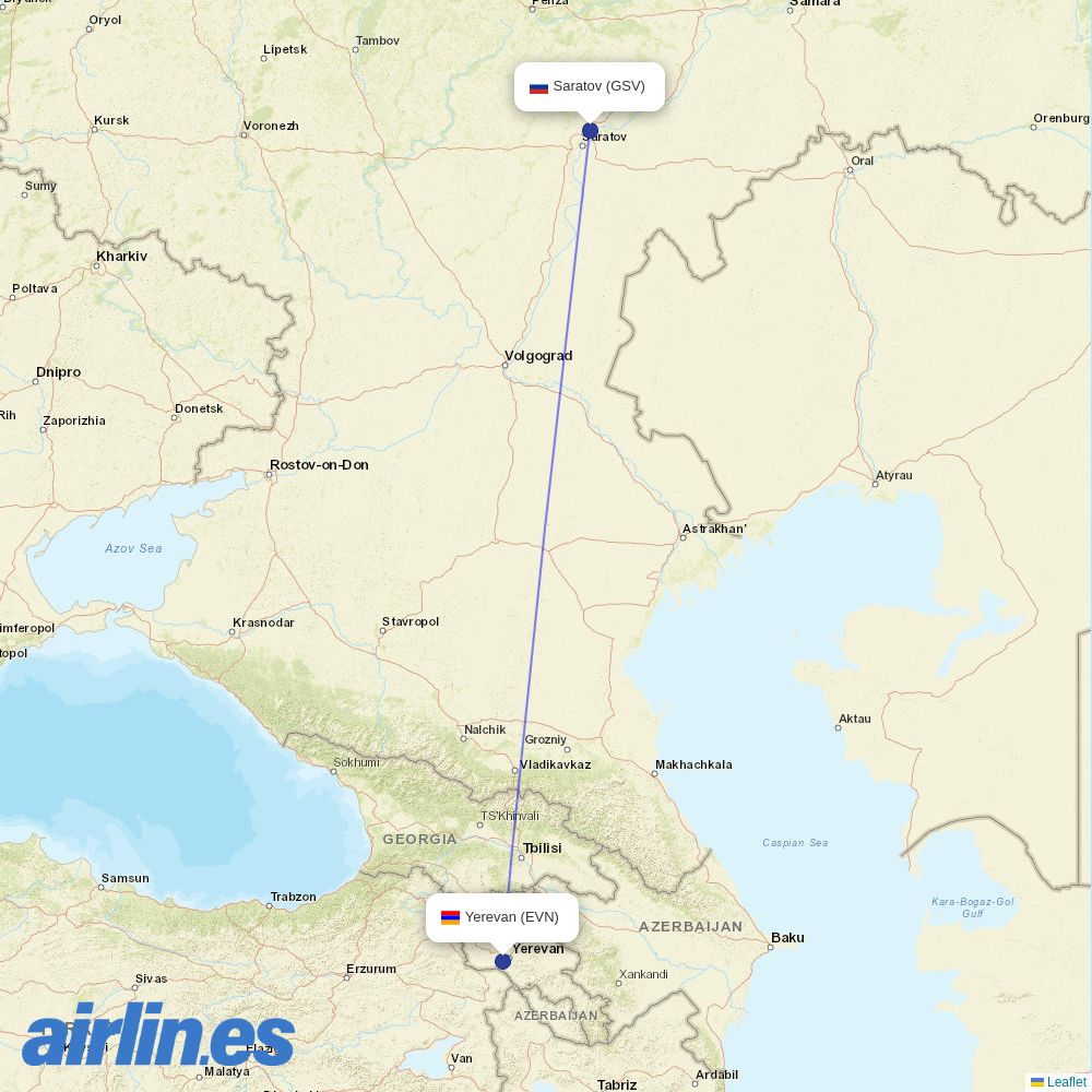 Shirak Avia at GSV route map