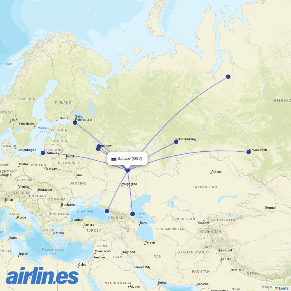 Ikar from Gagarin Airport destination map