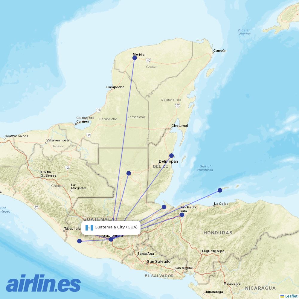 TAG at GUA route map
