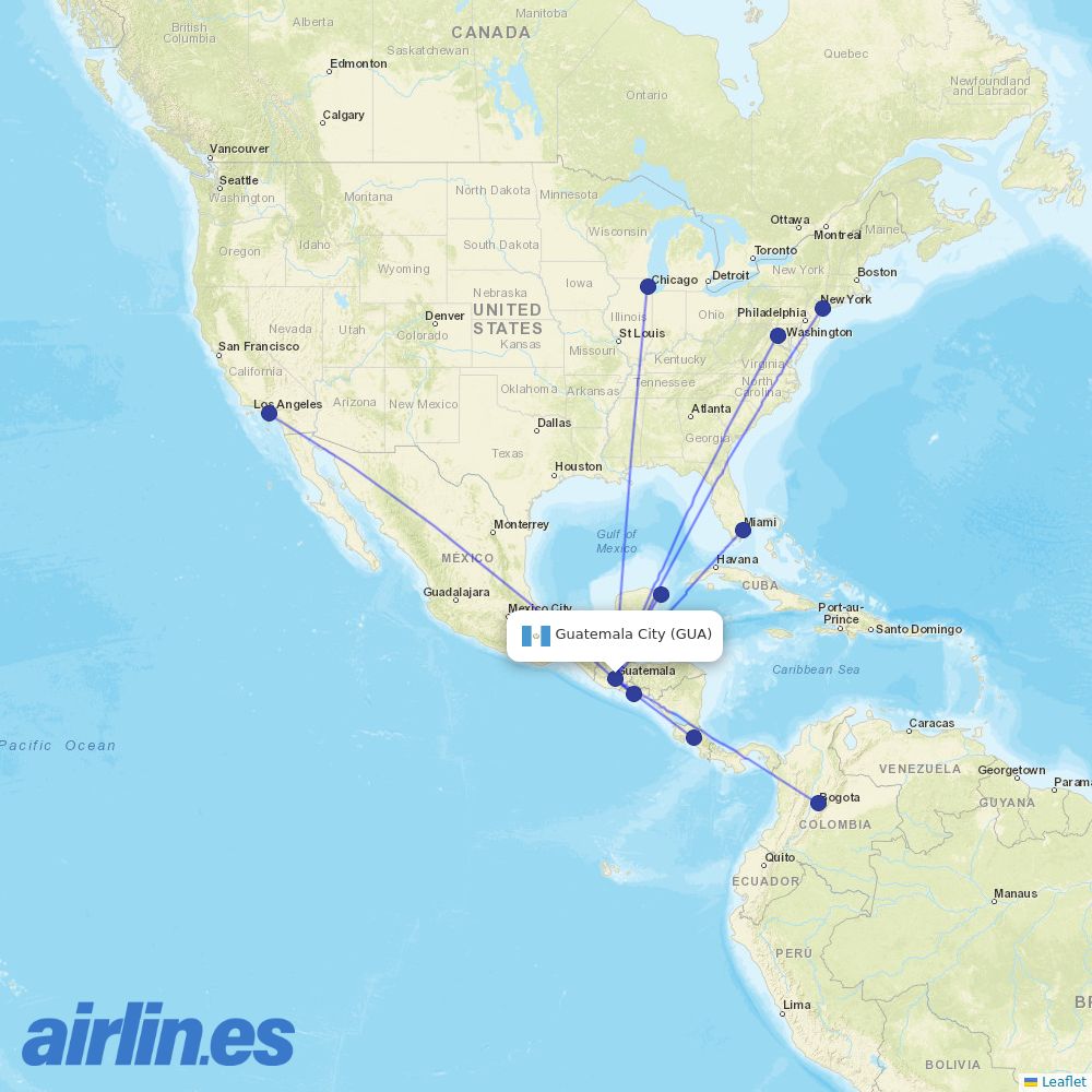 AVIANCA at GUA route map
