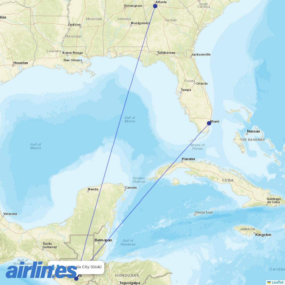 Frontier Airlines from La Aurora destination map