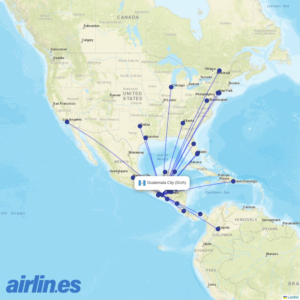 CM Airlines at GUA route map