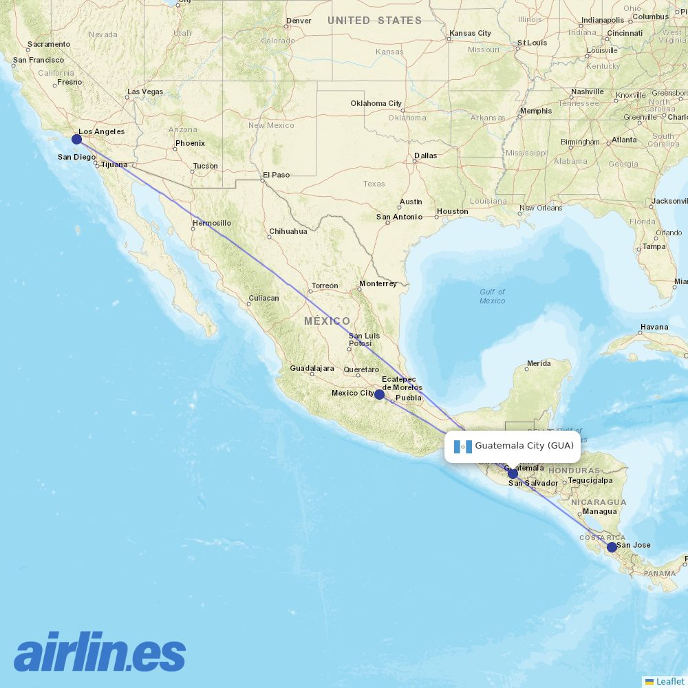 Volaris at GUA route map