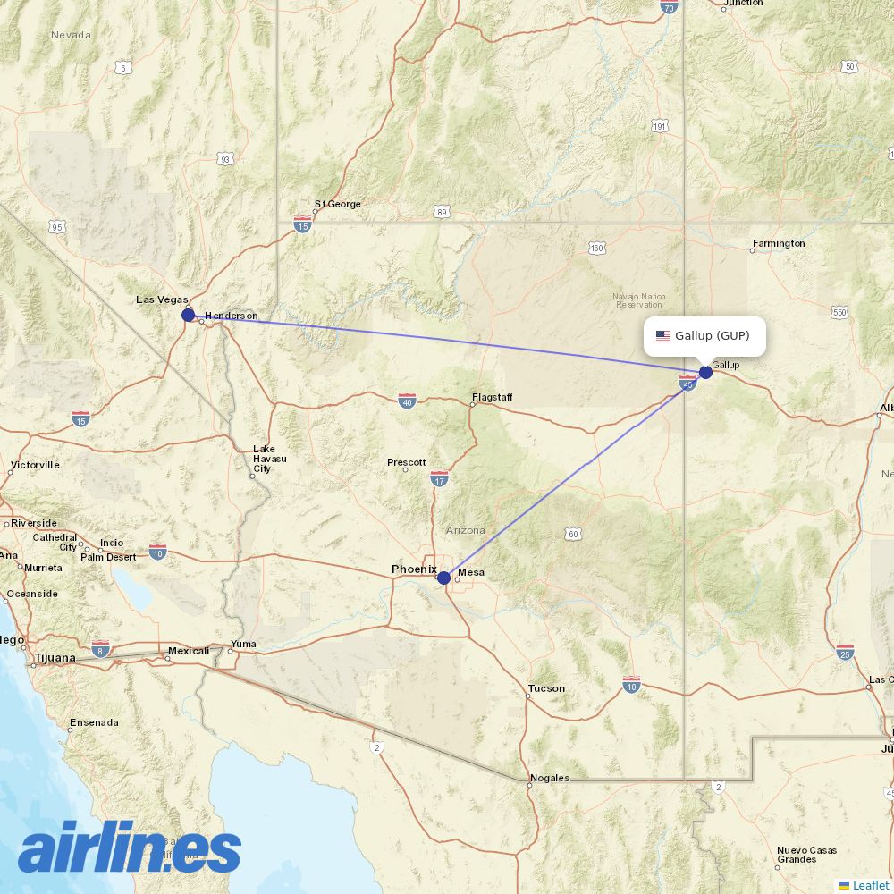 Advanced Air at GUP route map