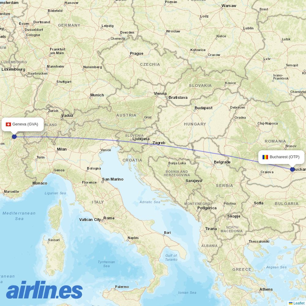 Animawings from Geneva Airport destination map