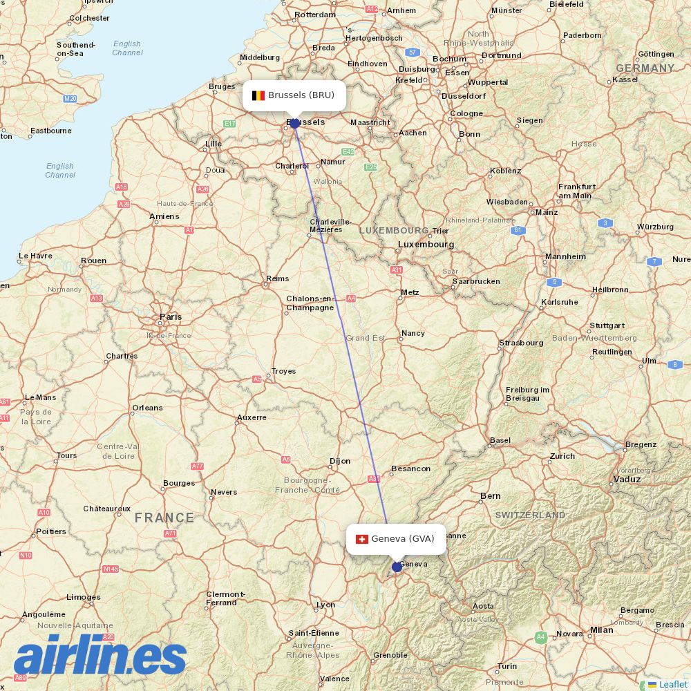 Brussels Airlines at GVA route map