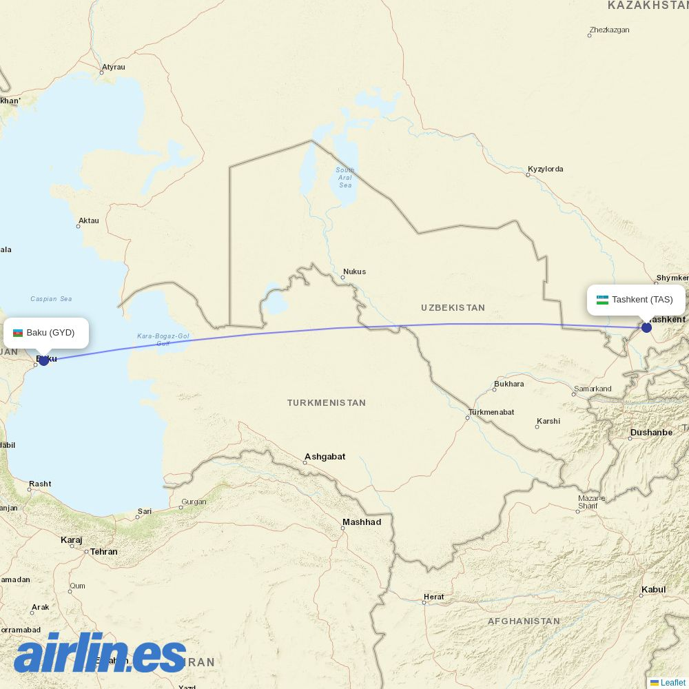Centrum Air from Heydar Aliyev International Airport destination map