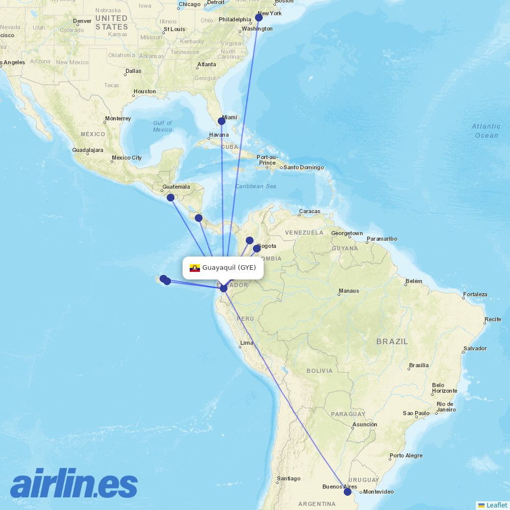 AVIANCA at GYE route map