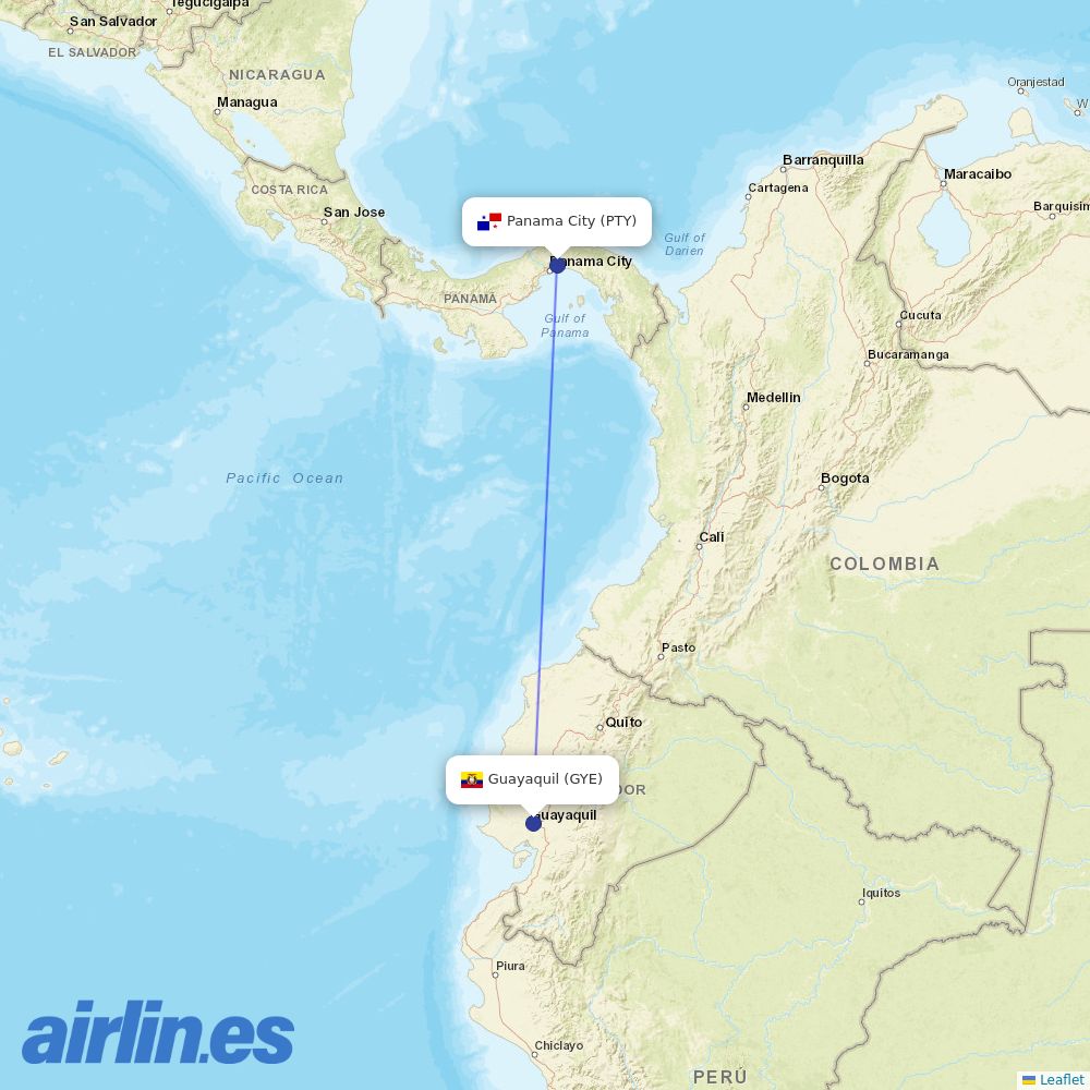 Copa Airlines at GYE route map