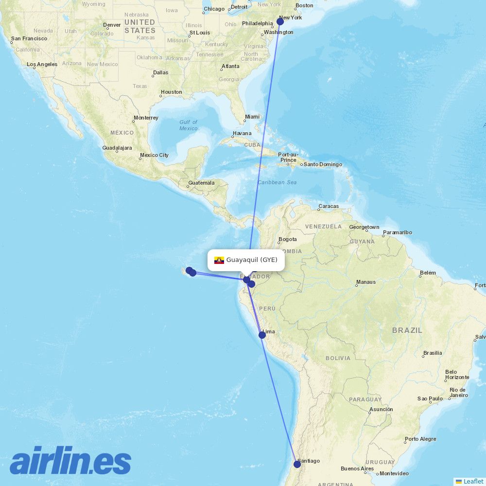 LATAM Airlines from Simon Bolivar International destination map