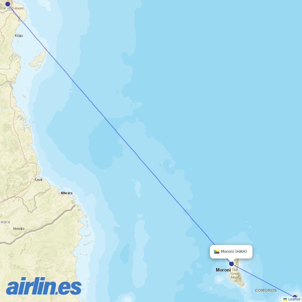 Precision Air from Moroni Hahaia destination map