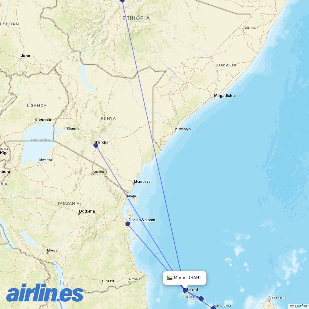 Air Austral at HAH route map