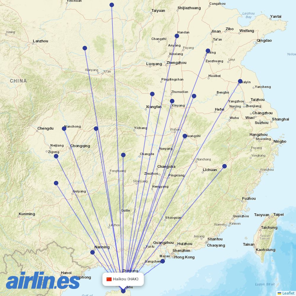 GX Airlines at HAK route map