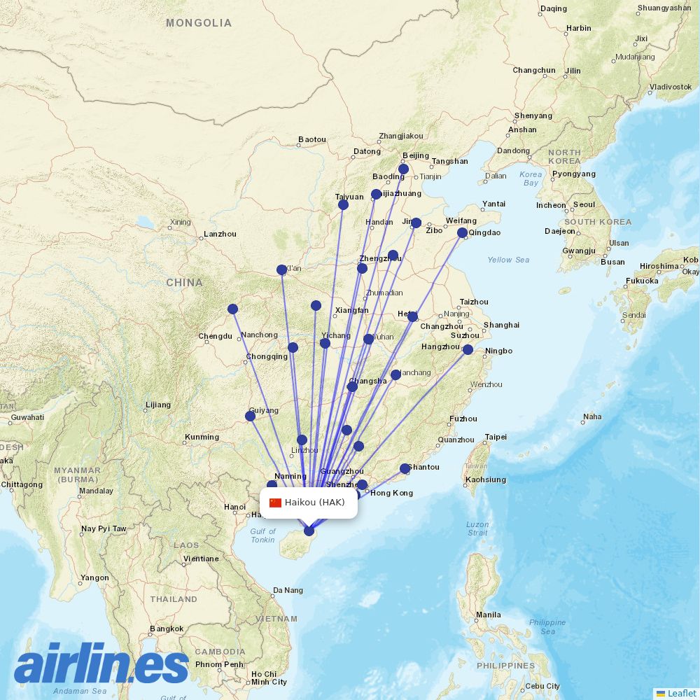 Capital Airlines at HAK route map