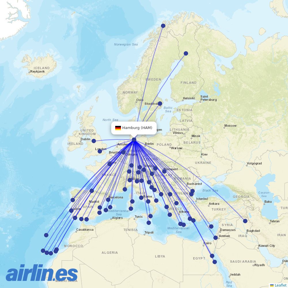 Eurowings from Hamburg Airport destination map