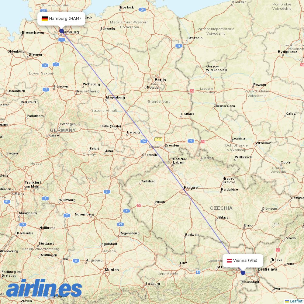 Austrian at HAM route map