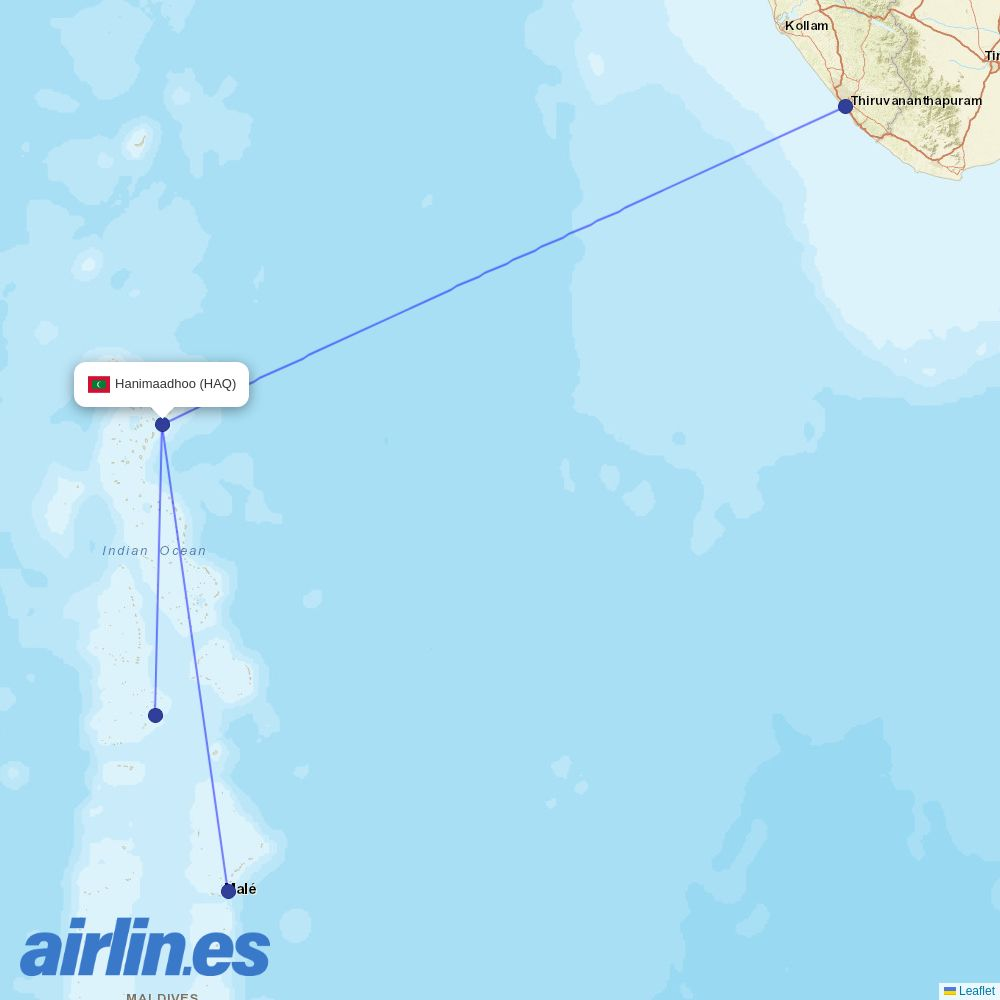 Maldivian at HAQ route map