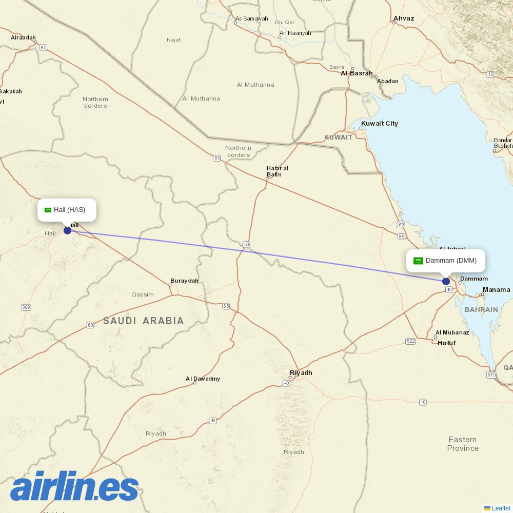 Flyadeal from Hail destination map