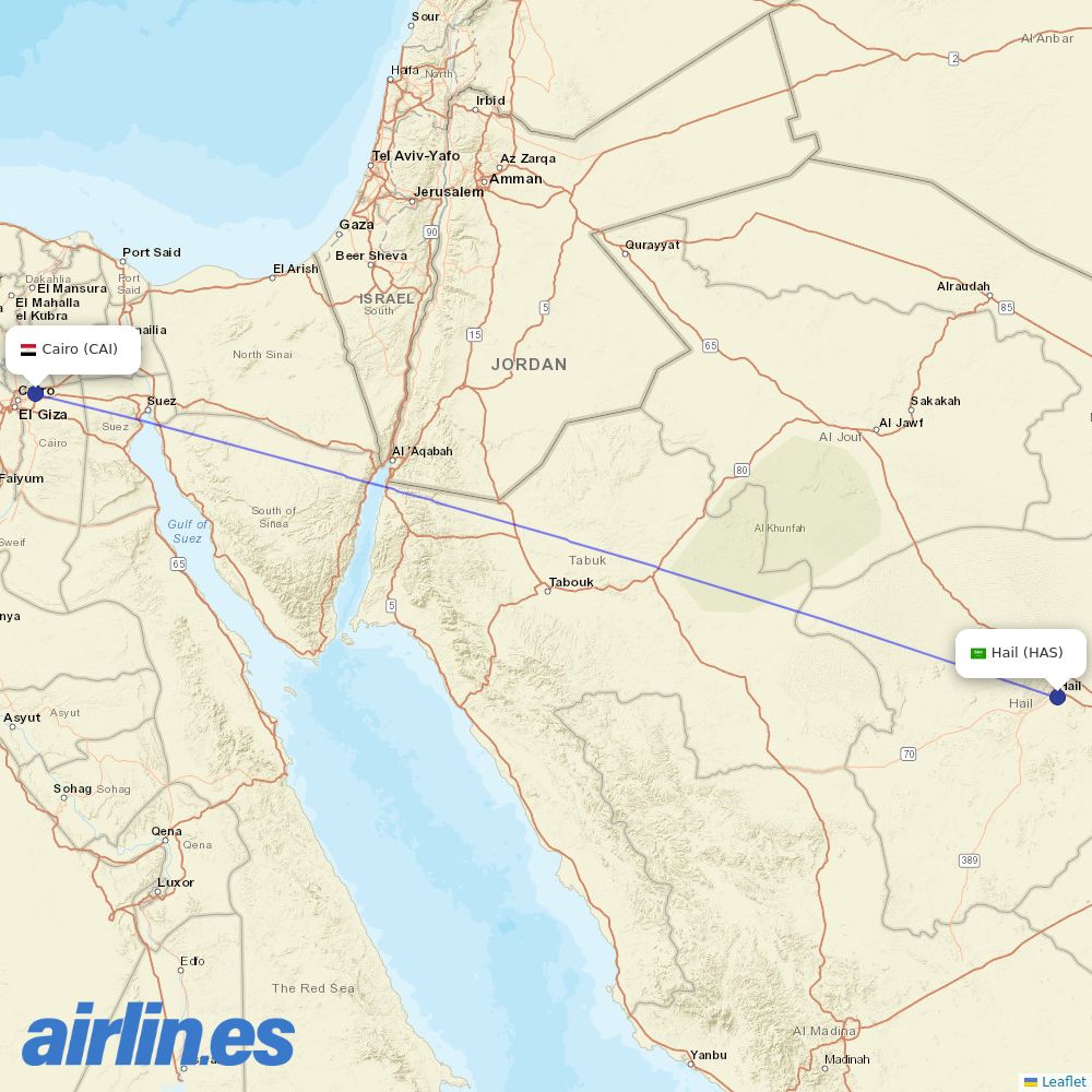 Nile Air from Hail destination map