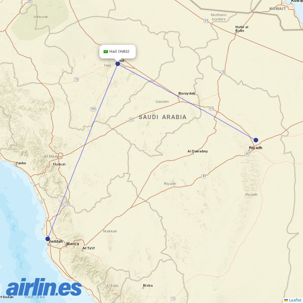 Saudia at HAS route map