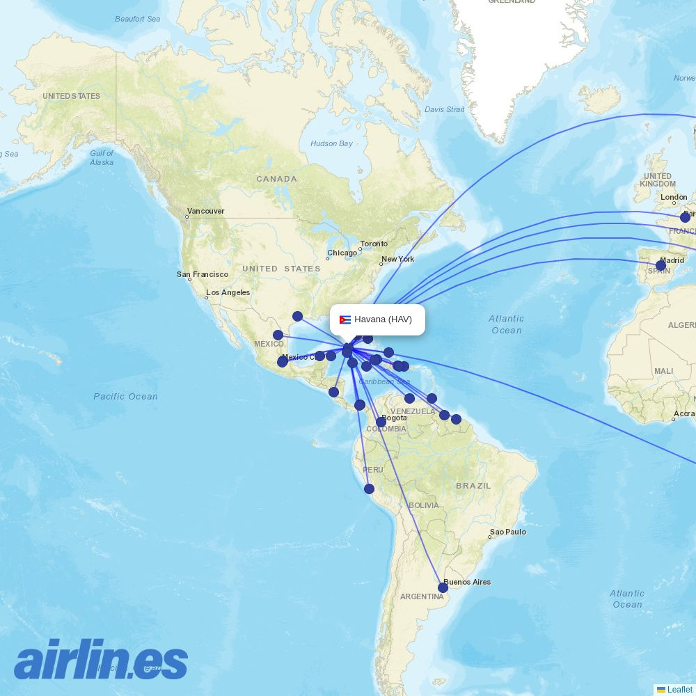 Air China from Jose Marti International destination map