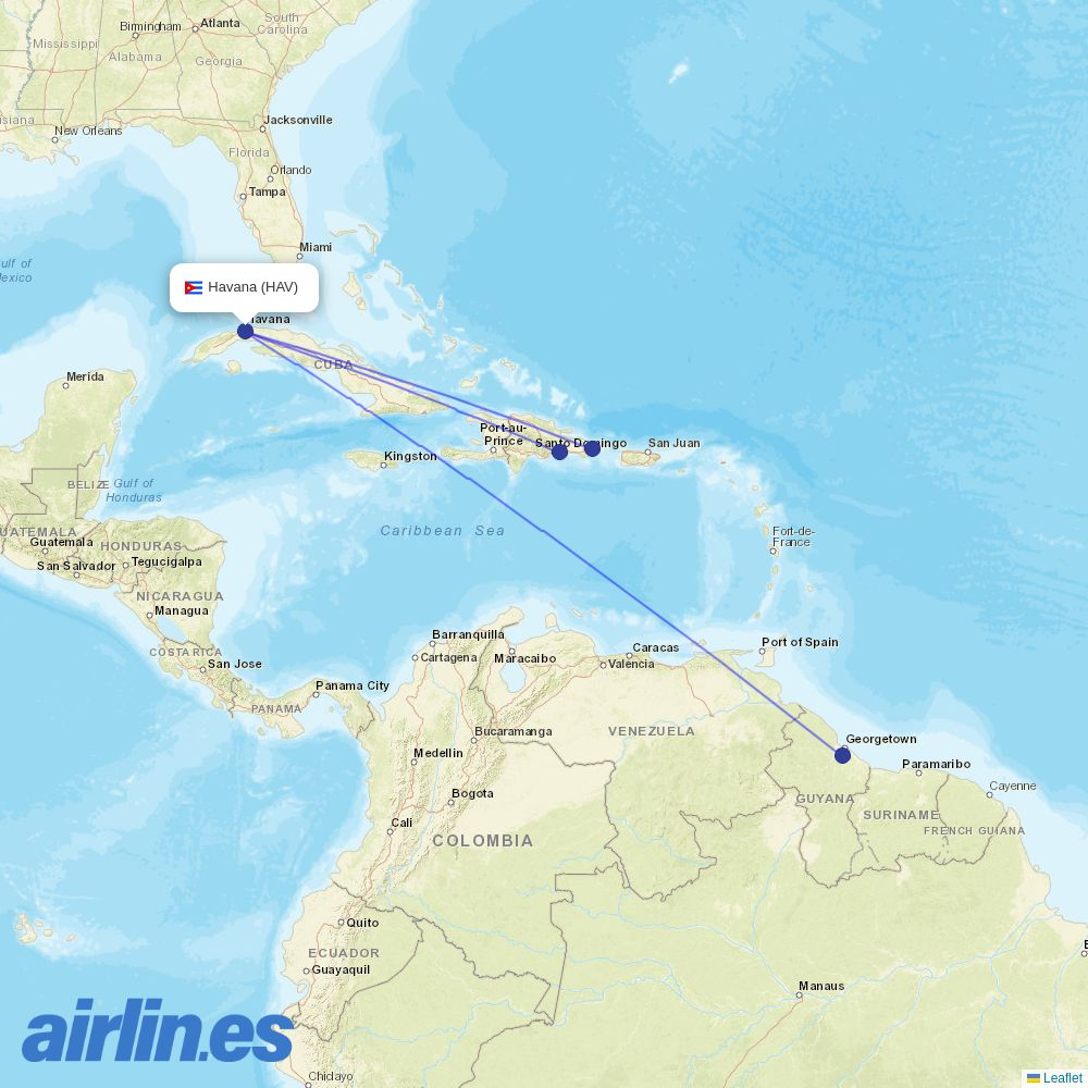 Sky High Aviation Services from Jose Marti International destination map