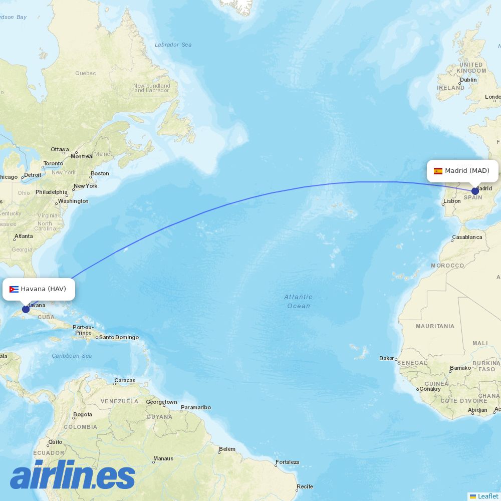 Air Europa from Jose Marti International destination map