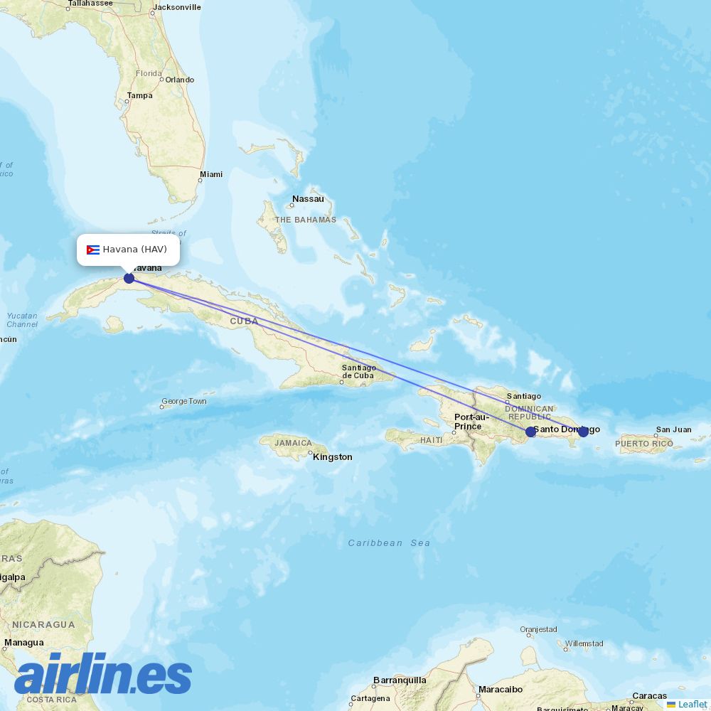 Air Century from Jose Marti International destination map