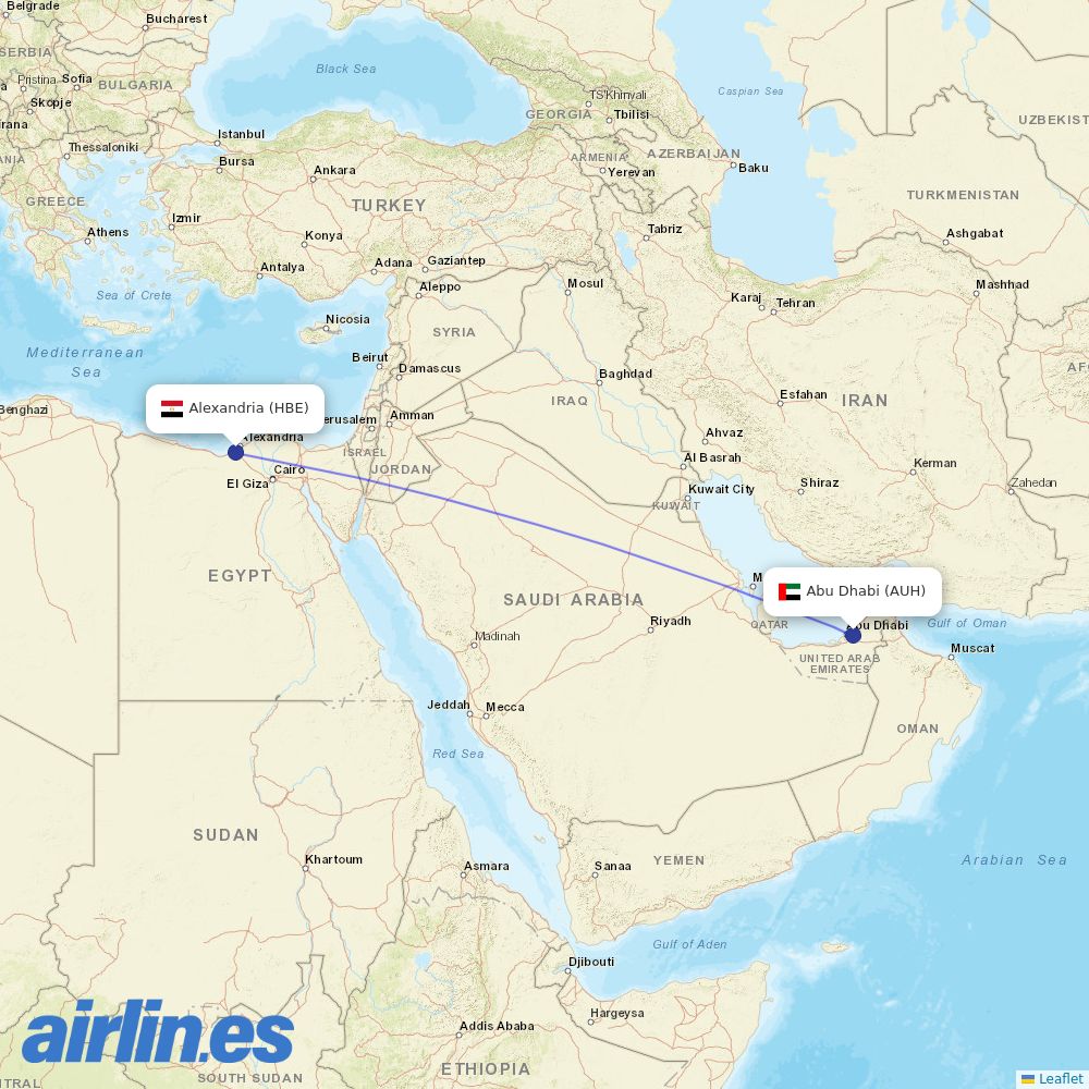 Air Arabia Abu Dhabi at HBE route map