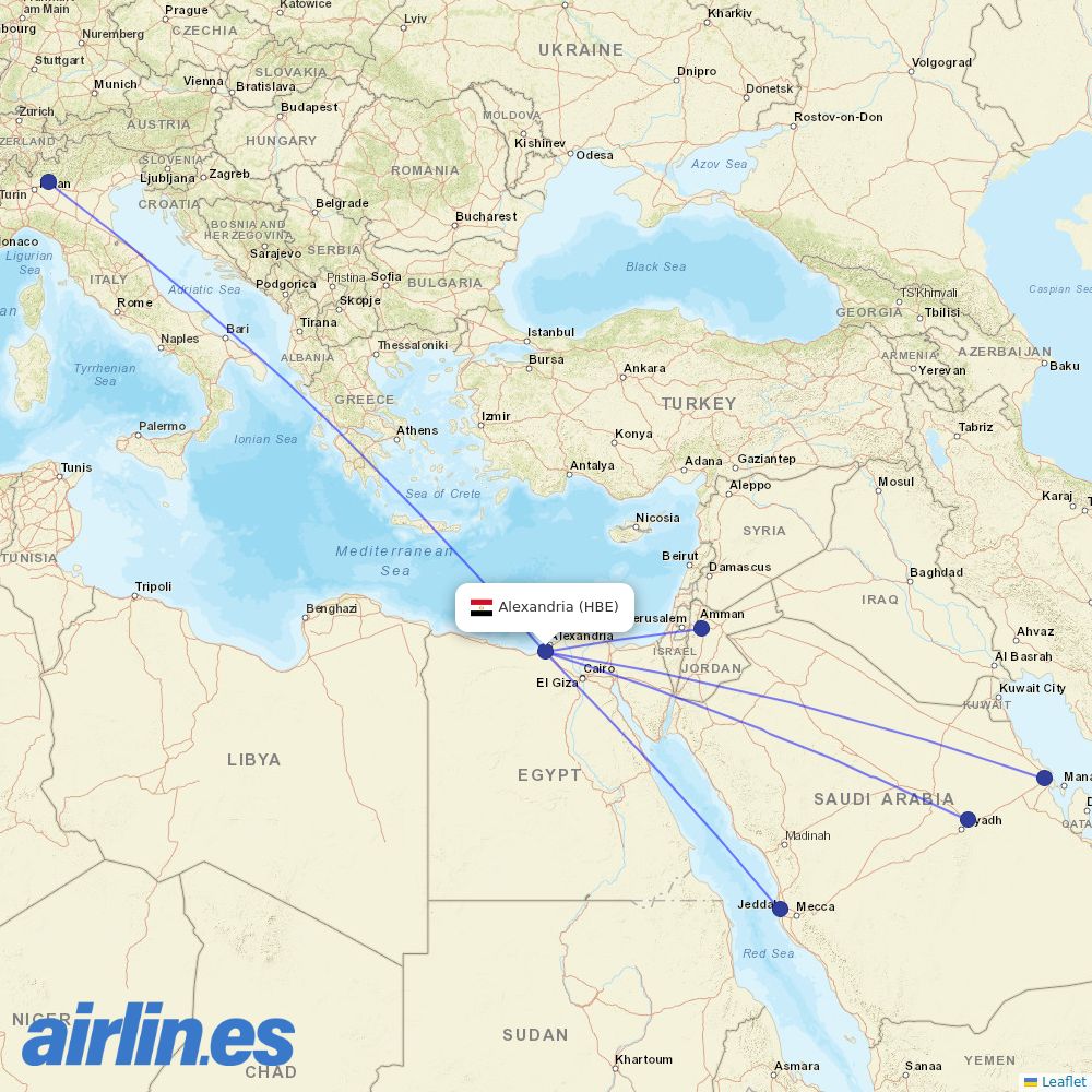 Air Arabia Egypt at HBE route map