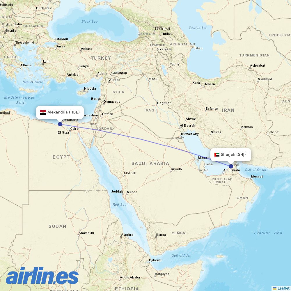 Air Arabia at HBE route map