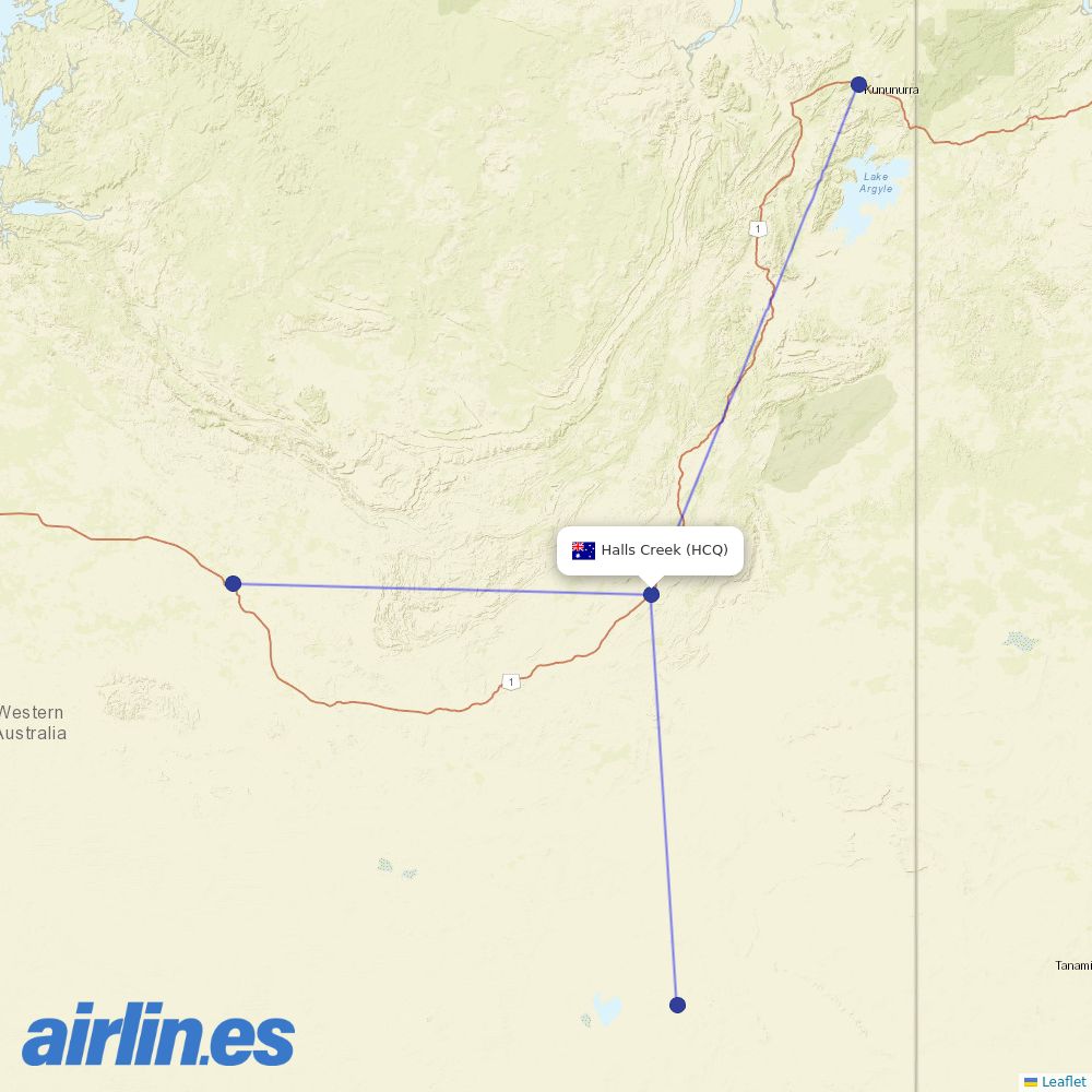 Aviair from Halls Creek Airport destination map