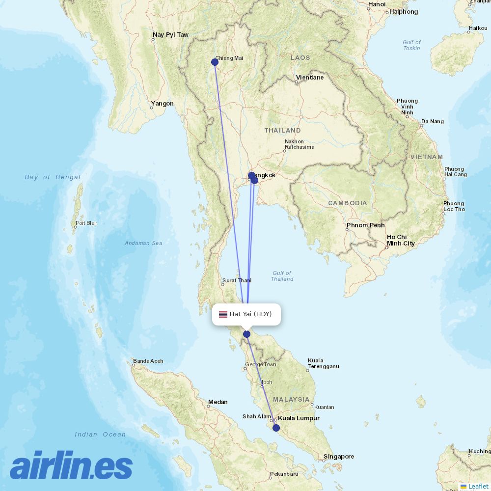 Thai AirAsia at HDY route map