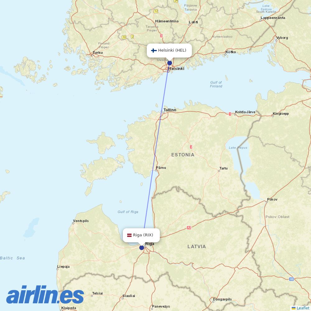 Air Baltic at HEL route map