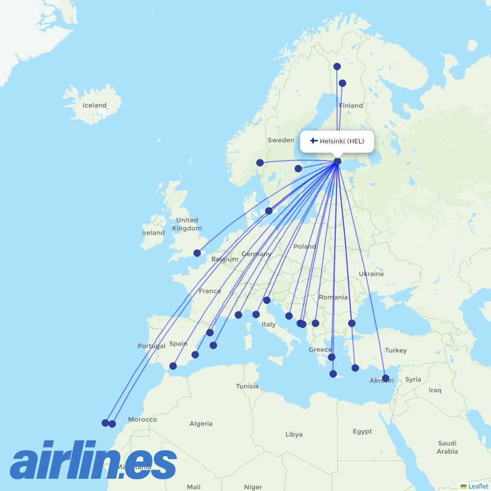 Norwegian Air Sweden at HEL route map