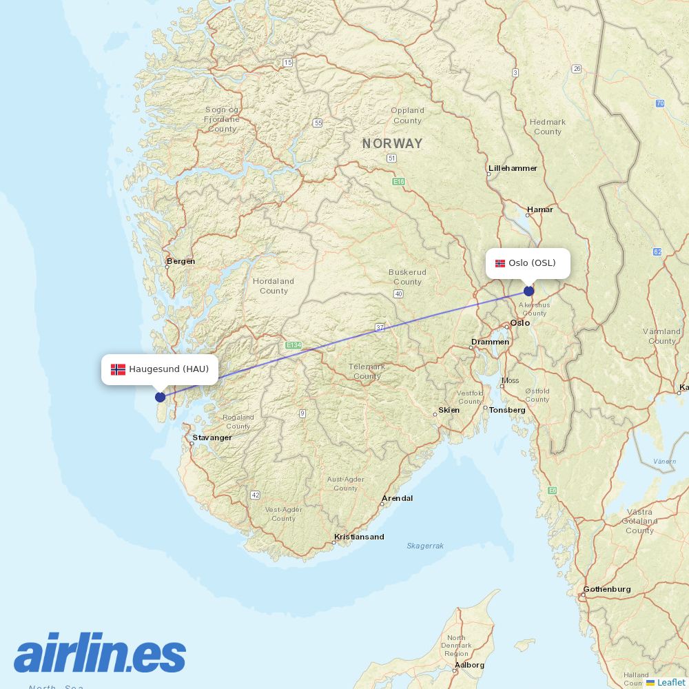Scandinavian Airlines from Helsinki Airport destination map
