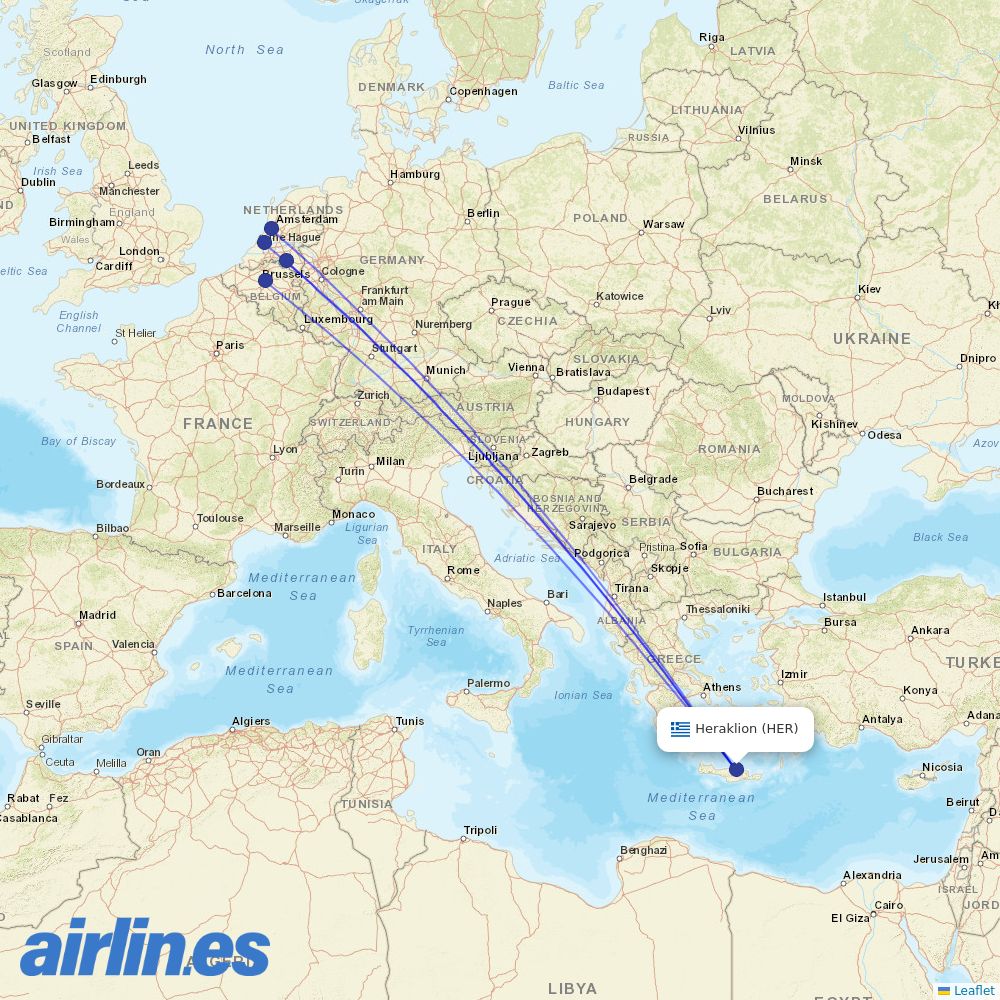 Transavia at HER route map