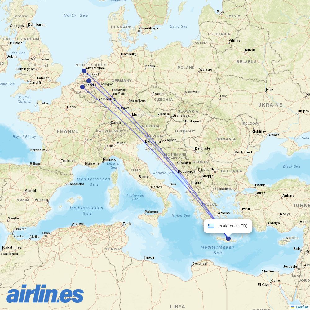 TUIfly Netherlands at HER route map