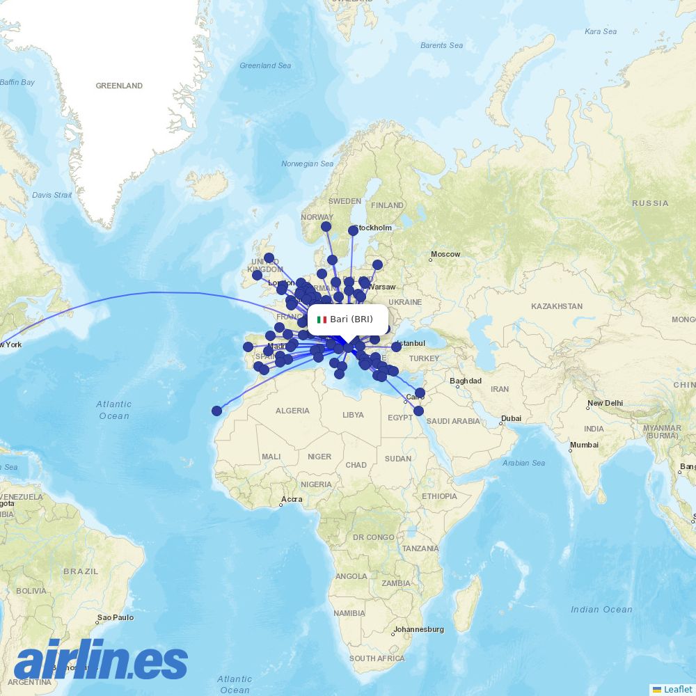 Transavia France from Heraklion International Airport destination map