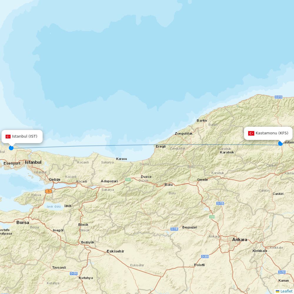 Genghis Khan Airlines at HET route map
