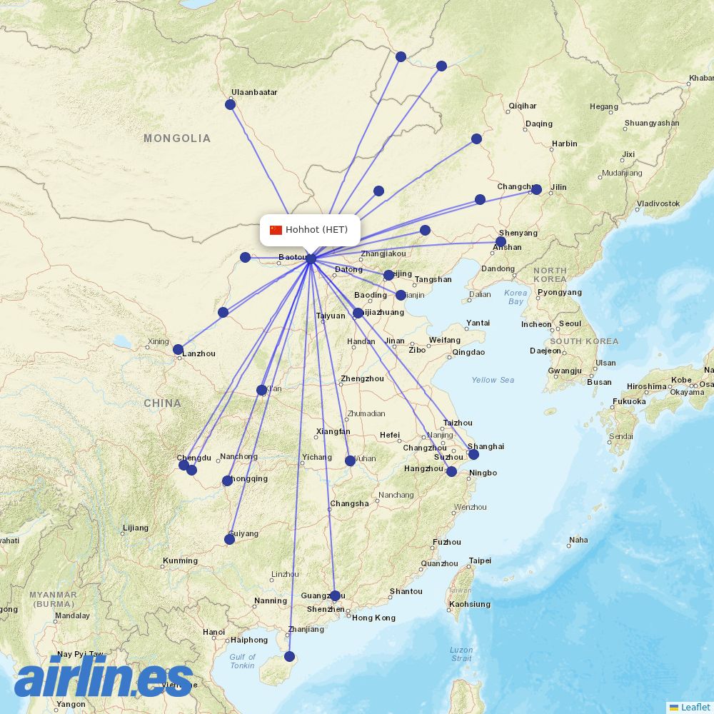 Air China at HET route map