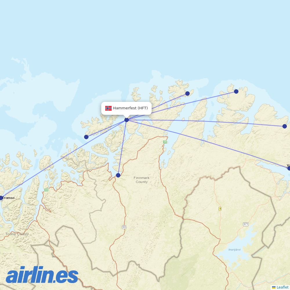 Wideroe at HFT route map