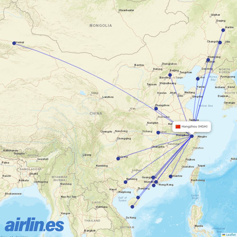 China Southern at HGH route map
