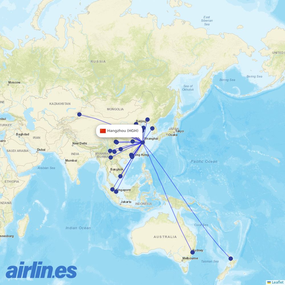 China Eastern at HGH route map