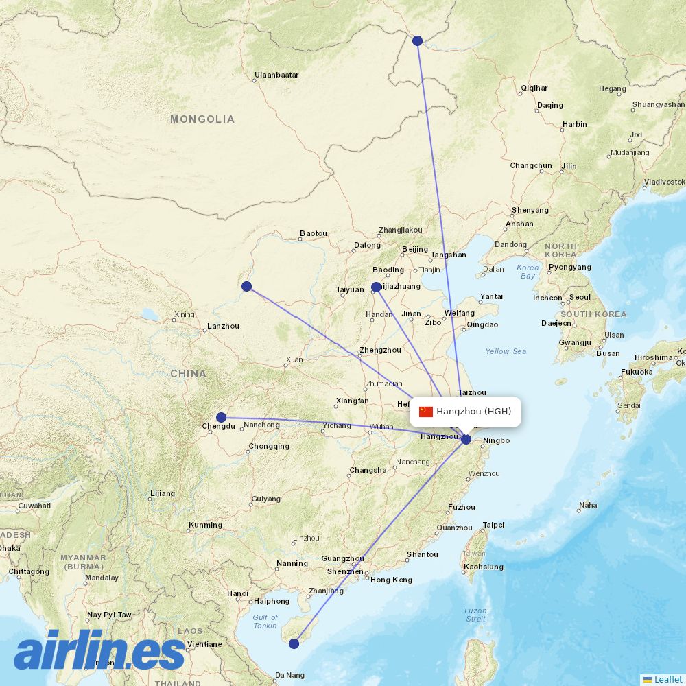 Hebei Airlines at HGH route map