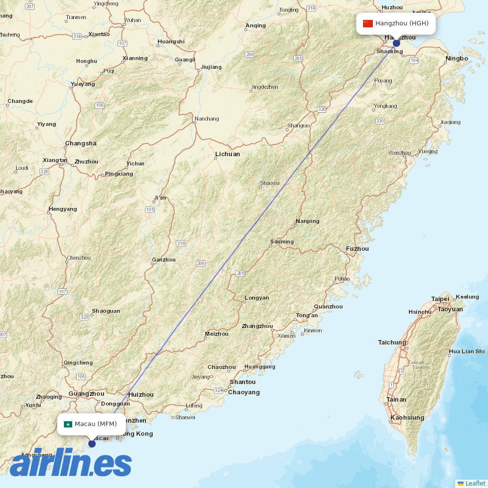 Air Macau at HGH route map