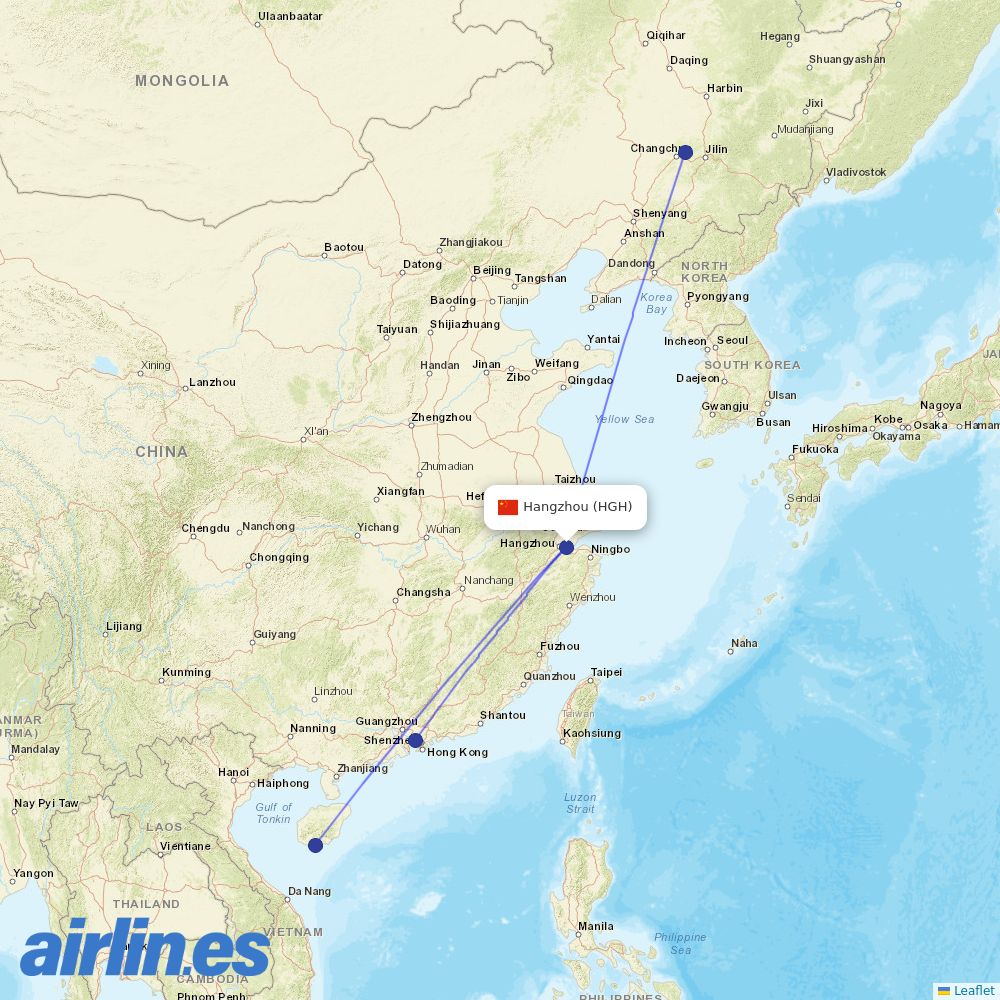 Suparna Airlines at HGH route map